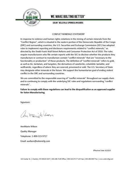 Conflict Minerals Statement