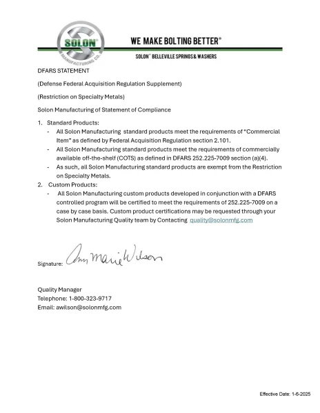 DFARS Compliance Report 1-14-25